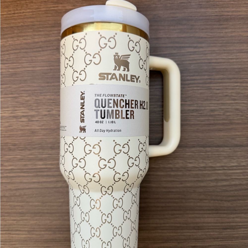 Stanley Gold and Cream Gucci pattern Quencher H2.0 Tumbler
